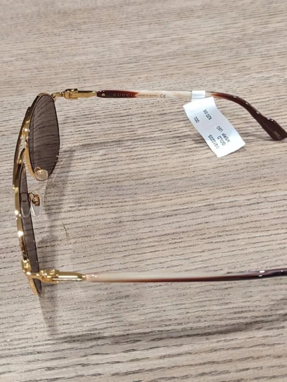 $520 Mens Authentic GUCCI 125th Street 59mm Pilot Sunglasses Gold - Picture 4 of 7